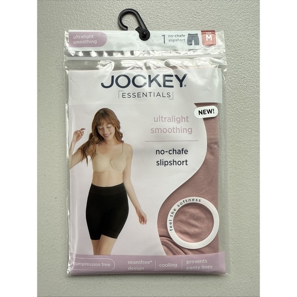 Jockey Essentials Women's Ultralight Smoothing No-Chafe Slipshort, Medium Pink‎ - Picture 1 of 2